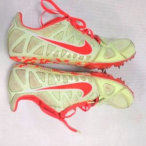 NIKE Women's Lime Green and Orange Zoom Rival Track Shoes Size 9.5